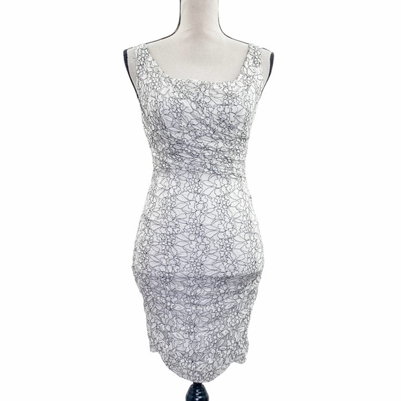 EXPRESS White Black Floral Print Bodycon Dress - Picture 1 of 13
